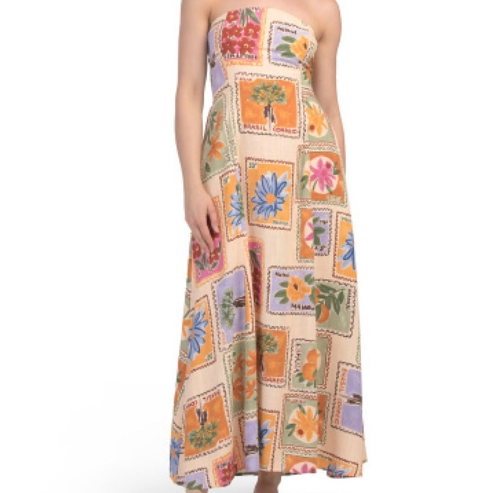 Unique Patchwork Strapless Maxi Dress - image 1